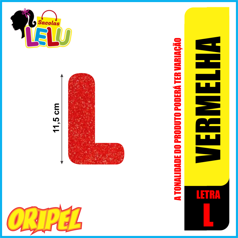 LETRA EVA GLITER VERMELHA/L 11,5CM LELU SACOLAS