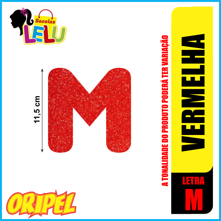 LETRA EVA GLITER VERMELHA/M 11,5CM LELU SACOLAS