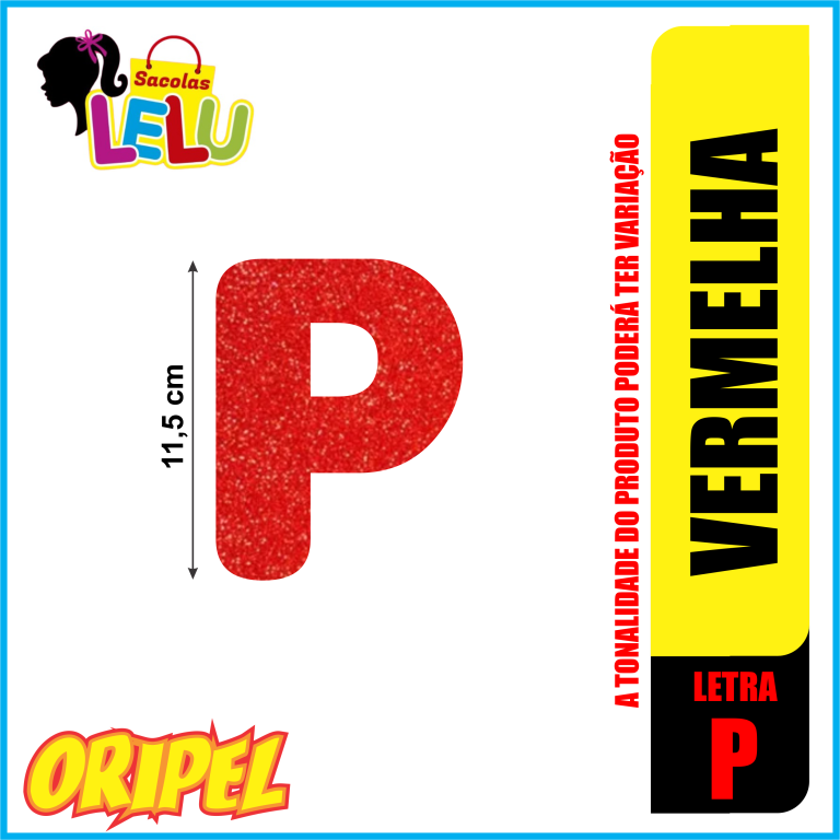 LETRA EVA GLITER VERMELHA/P 11,5CM LELU SACOLAS