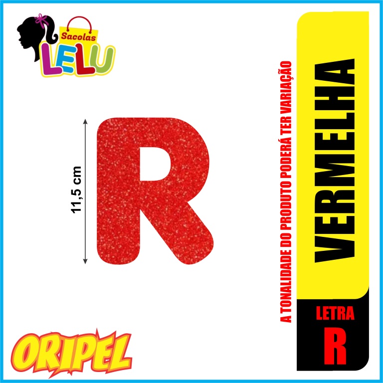LETRA EVA GLITER VERMELHA/R 11,5CM LELU SACOLAS