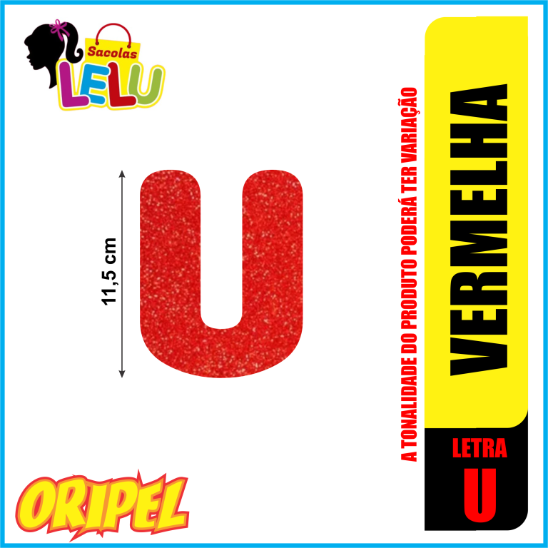 LETRA EVA GLITER VERMELHA/U 11,5CM LELU SACOLAS