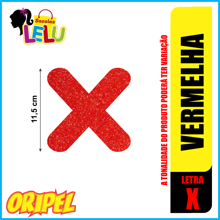 LETRA EVA GLITER VERMELHA/X 11,5CM LELU SACOLAS