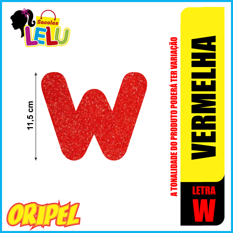 LETRA EVA GLITER VERMELHA/W 11,5CM LELU SACOLAS