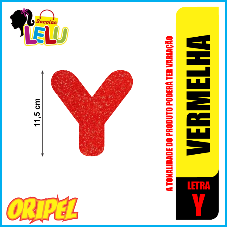 LETRA EVA GLITER VERMELHA/Y 11,5CM LELU SACOLAS