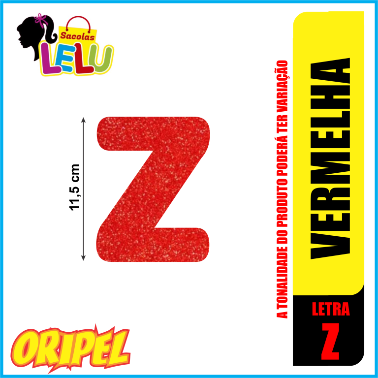 LETRA EVA GLITER VERMELHA/Z 11,5CM LELU SACOLAS
