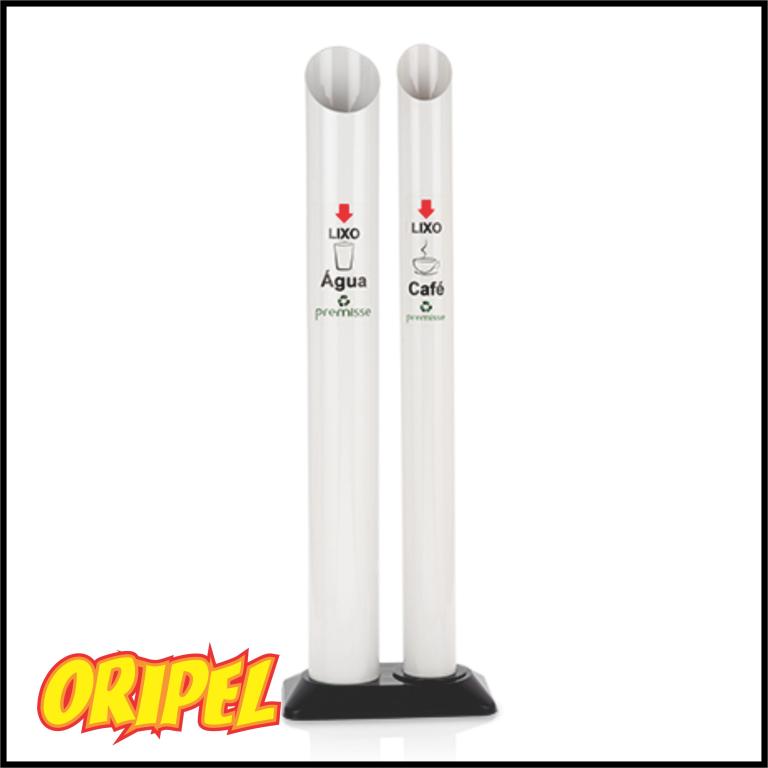 LIXEIRA ECO DUPLA P/COPO AGUA E CAFE BRANCA PREMISSE