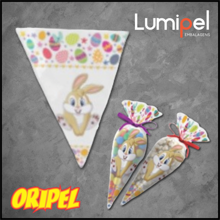 EMBALAGEM CONE COELHO 19X30CM LUMIPEL 20UN