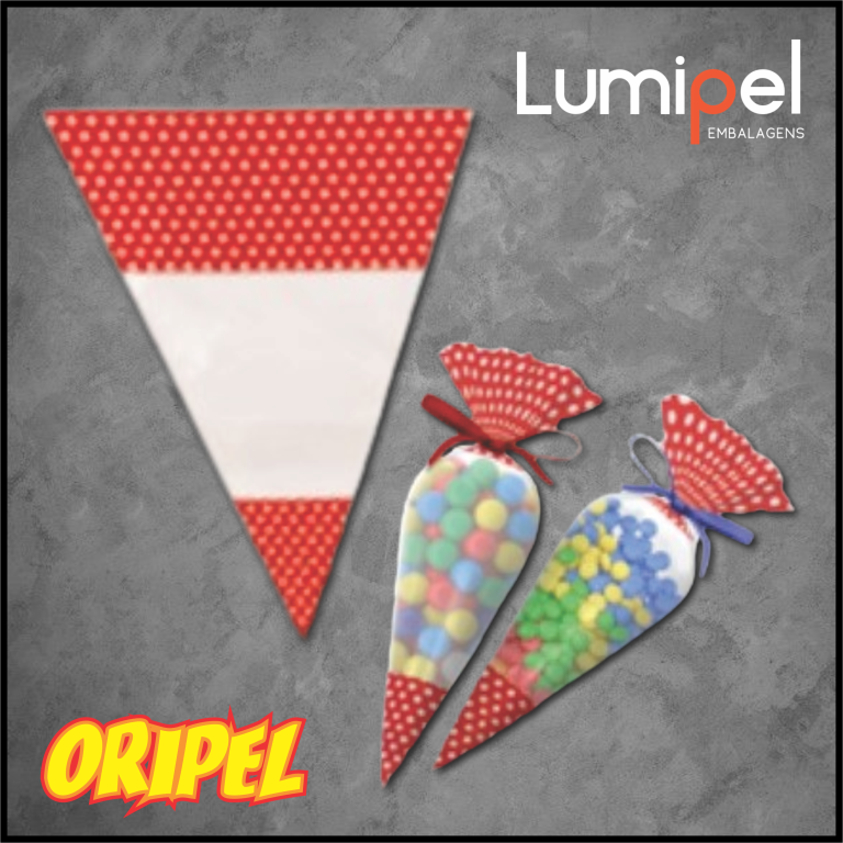 EMBALAGEM CONE POA VERMELHO 19X30CM LUMIPEL 20UN