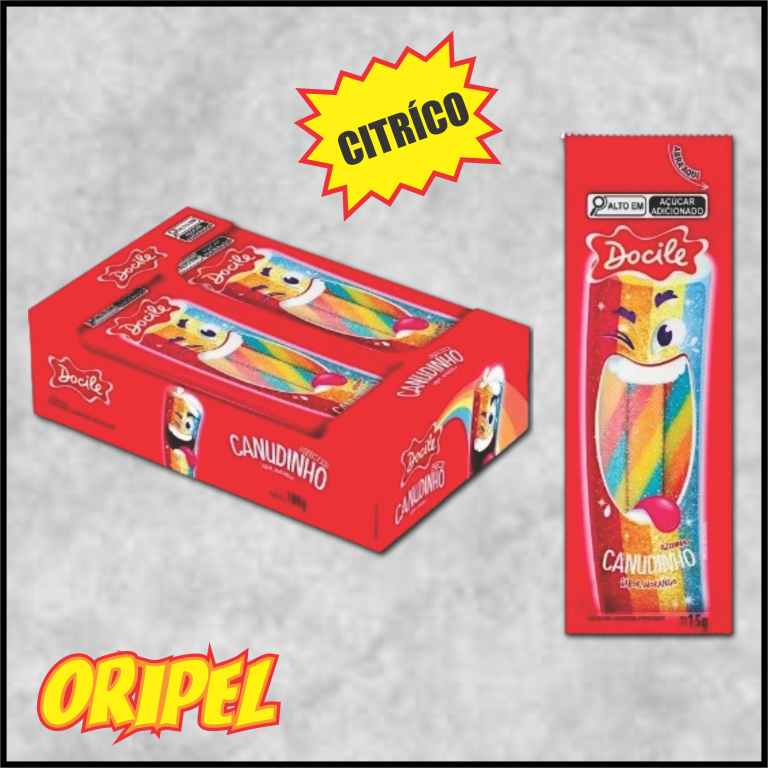 CANUDINHO COLORIDO MORANGO CITRICO DOCILE 12X15G