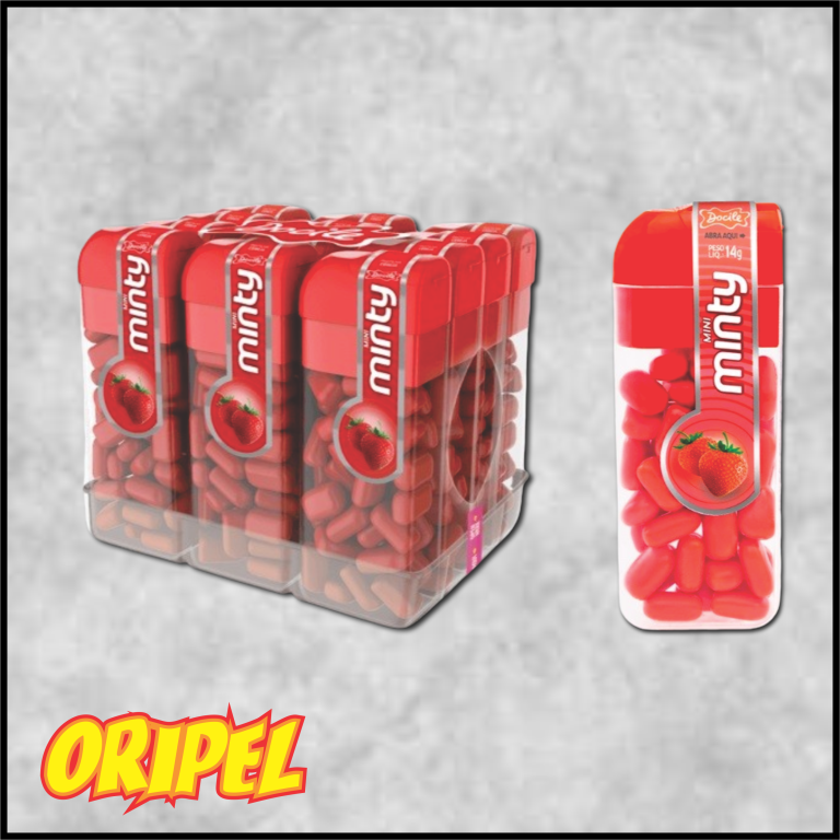 PASTILHA MINI MINTY MORANGO DOCILE 12X14G