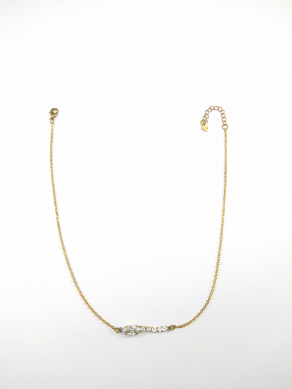 CHOKER NA CADEADO DIAMANTA COM NAVETE E CAMINHO DE ZIRCONIA