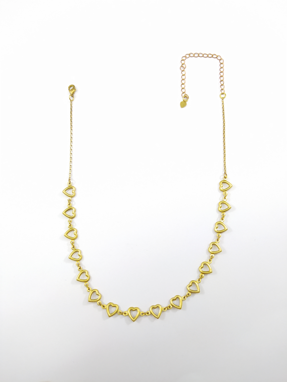 CHOKER NA VENEZIANA ELO LONGO DE CORAÇÕES TRABALHADOS