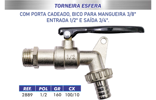 TORNEIRA ESFERA + PORTA CADEADO 1/2"
