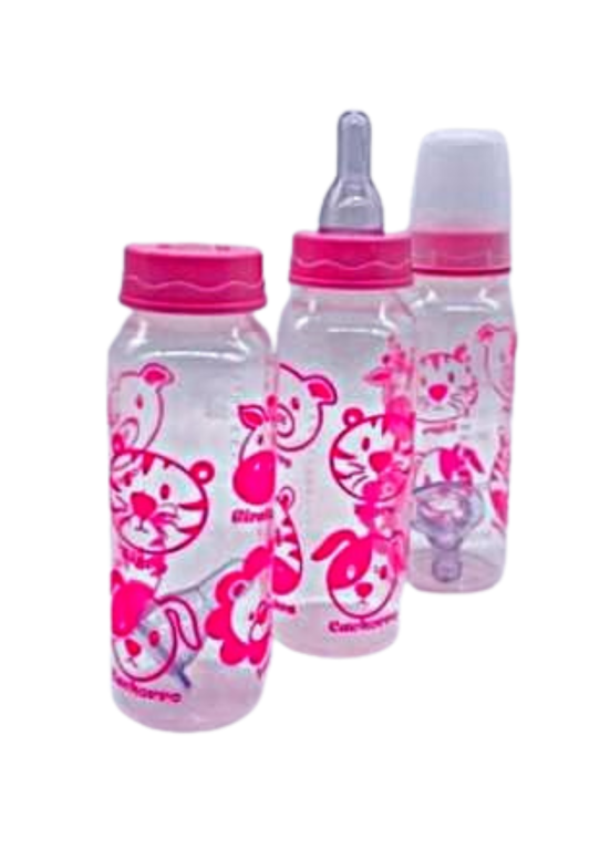 Mamadeira 240ml Decorada Rosa