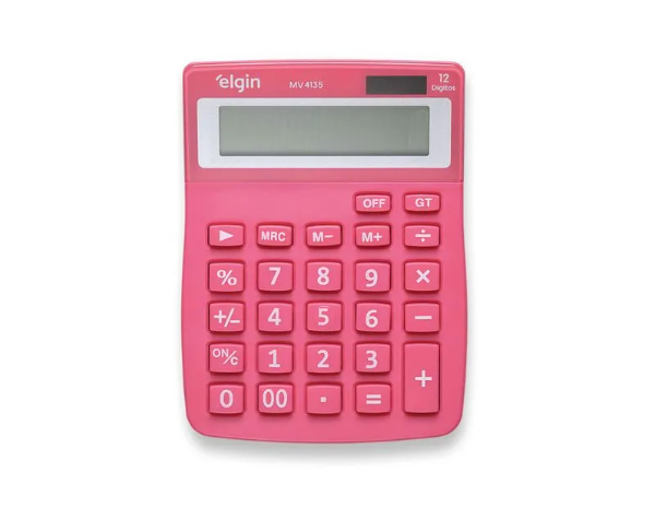 CALCULADORA ELGIN MESA 12 DIGITOS ( SOMENTE ROSA)