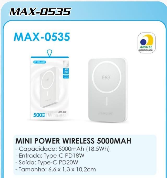 POWER BANK 5000MAH (POR INDUÇÂO) MAX-0535
