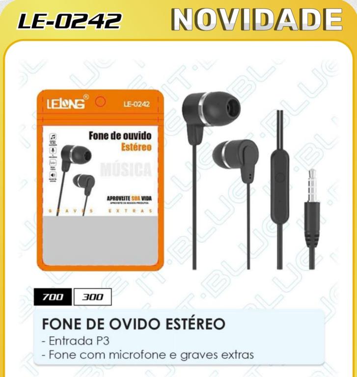 FONE LELONG COM MICROFONE LE-0242 (SOMENTE PRETO )
