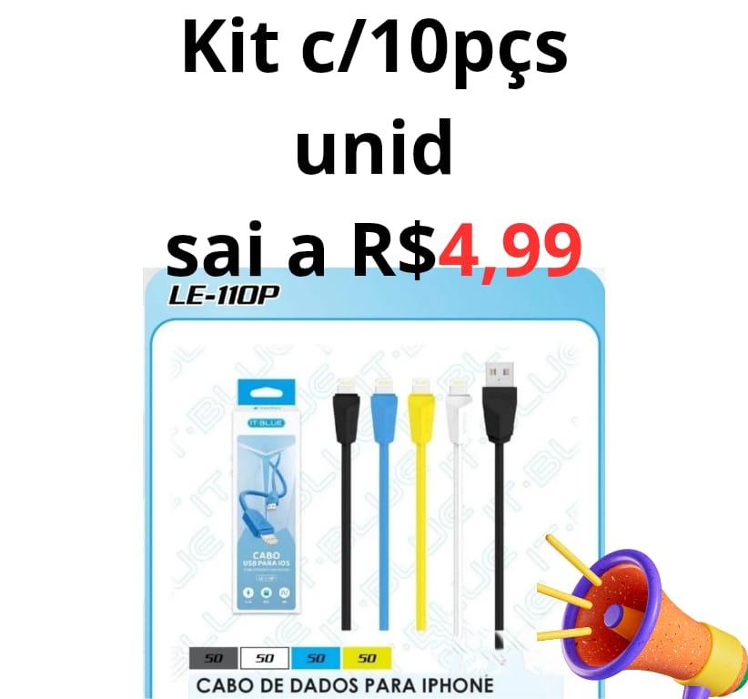 KIT C/ 10 CABOS USB IPHONE 1MTS LE-110P