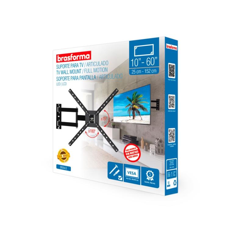 SUPORTE TV TRI- ARTICULADO 4 MOVIMENTOS 10" - 60"  BRA4.0