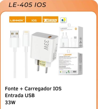 CARREGADOR PARA IPHONE TURBO 33W LE-405