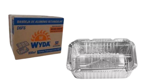 BANDEJA ALUM RETANGULAR D6FS 500ML C/TAMPA