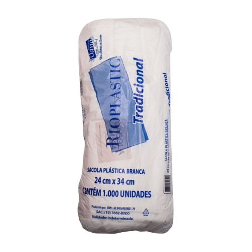 SACOLA BRANCA 24x34 RIOPLASTIC