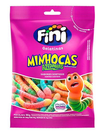 Fini Gelatinas Minhocas Citricas 80g C/12