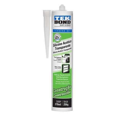 ADESIVO DE SILICONE ACETICO CONSTRUÇÃO 256G/270ML TRANPARENTE TEK BOND