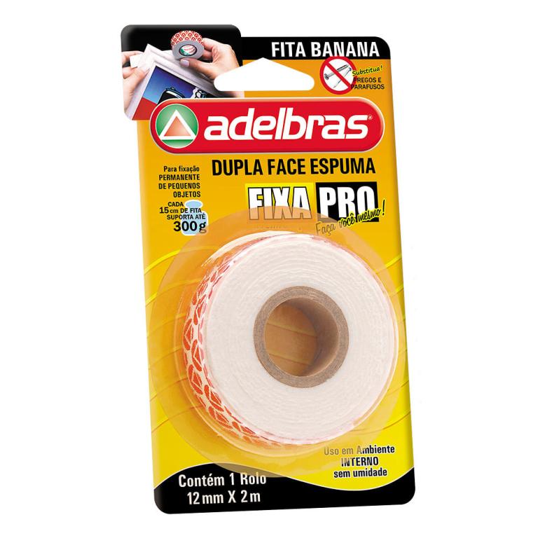 FITA DUPLA FACE ESPUMA FIXA PRO 1,5MM-12MMX2M