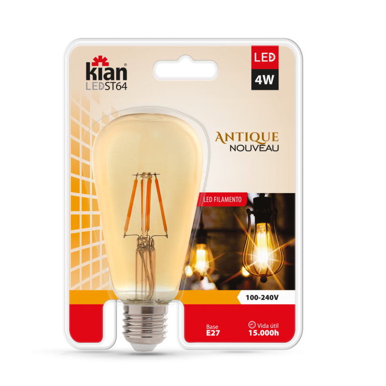LAMP FILAM 4W BIV 2.2K E-27 ST64 KIAN