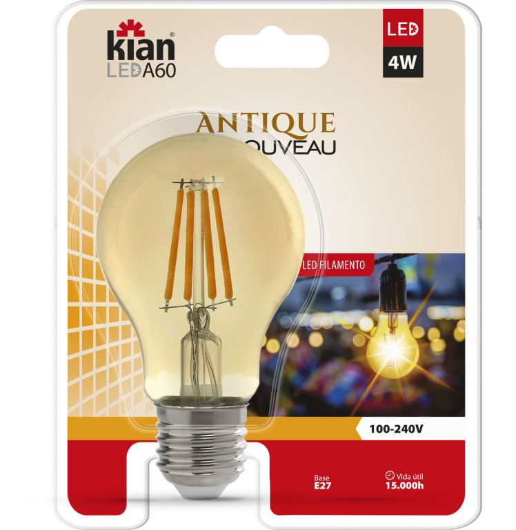 LAMP FILAM 4W BIV 2.2K E-27 BULBO A KIAN