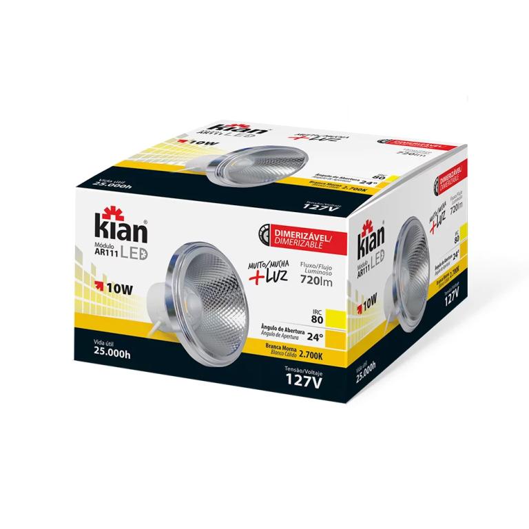LUM LED AR111 10W 127V DIM 2.7K KIAN