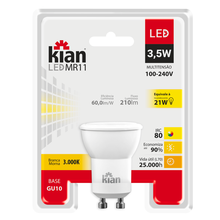 LAMP LED MR11 3,5W 3000K BIV KIAN