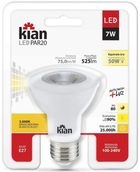 LAMP LED PAR20 7W 3000K BIV KIAN