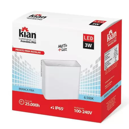 LUM LED ARANDELA SOB IP65 BR 3W 3K KIAN