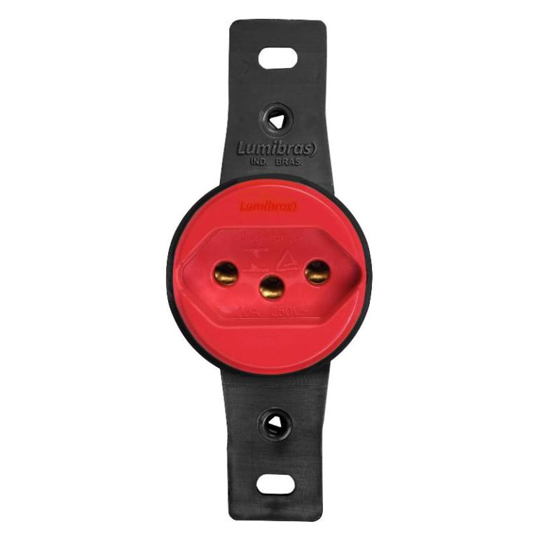 TOMADA 2P+T 20 A REDONDA VERMELHA