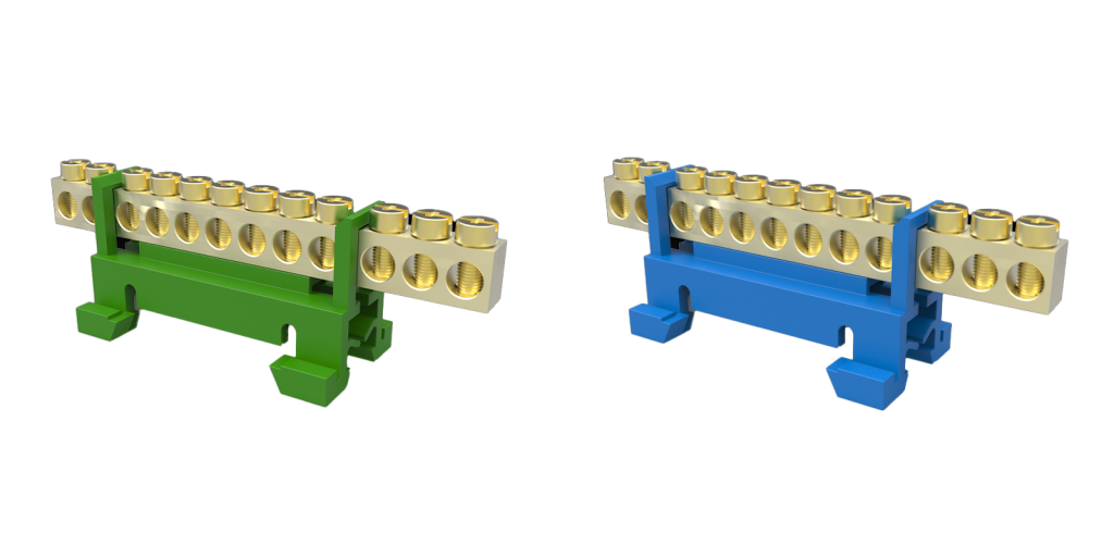 BORNEIRA 12 FUROS COM SUPORTE DIN AZUL