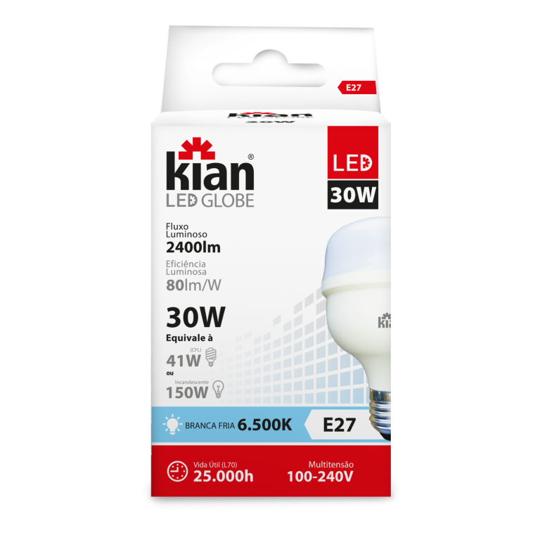 LAMP LED GLOBE E-27 30W 6500K KIAN