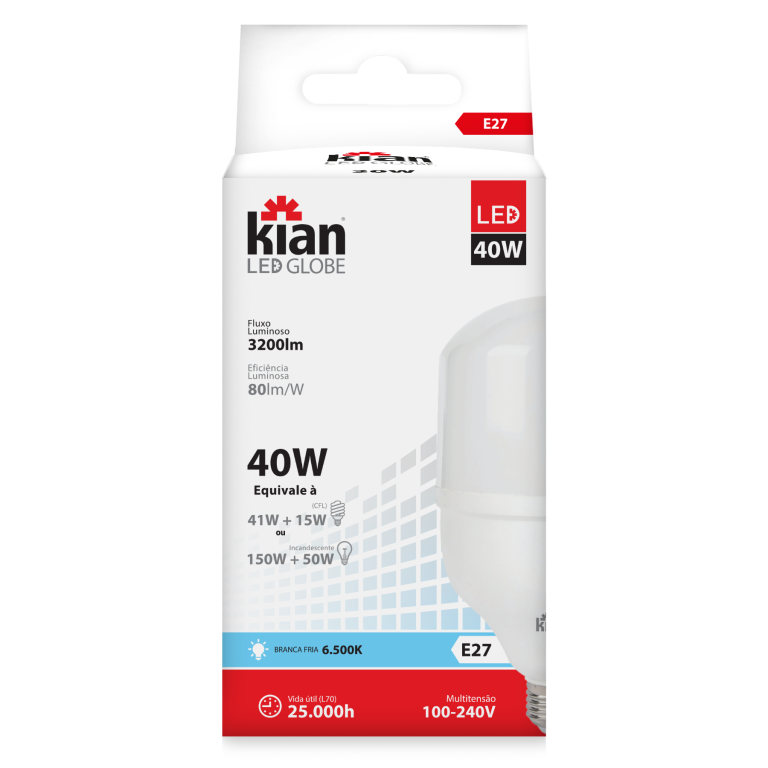 LAMP LED GLOBE E-27 40W 6500K KIAN