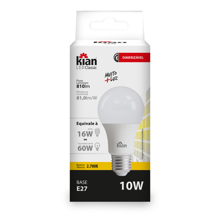 LAMP LED BULBO A DIM 10W 2,7K BIV E27 KIAN