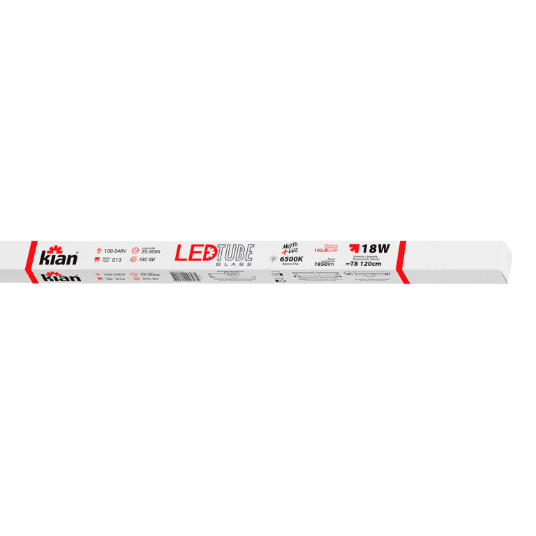 LAMP LED TUBE 18W 6,5K GLASS