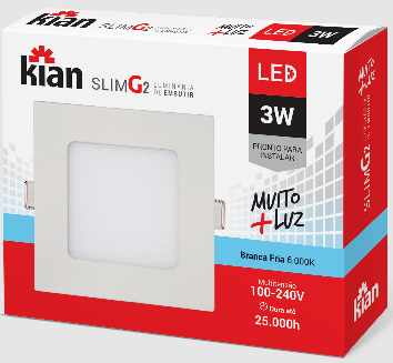 LUM LED EMB QUAD SLIM  3W 8,5CM 6K KIAN