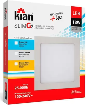 LUM LED EMB QUAD SLIM 18W 20CM 6K KIAN