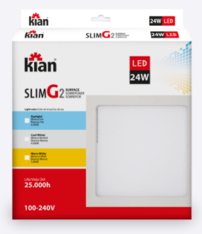 LUM LED EMB QUAD SLIM 24W 30CM 3K KIAN