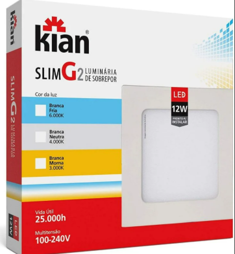LUM LED SOB QUAD SLIM 12W 17,2CM 6K KIAN