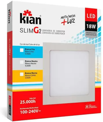 LUM LED SOB QUAD SLIM 18W 22,5CM 6K KIAN