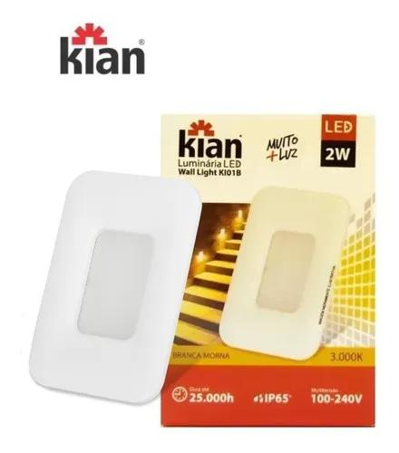 LUM LED EMB PAREDE IP20 BR 2W 4X2 3.0K KIAN