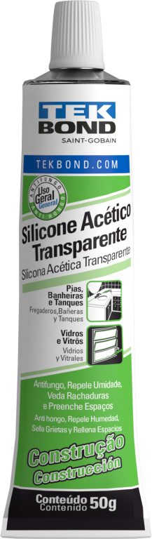 ADESIVO DE SILICONE ACETICO 50G TRANSPARENTE CONSTRUÇÃO TEK BOND