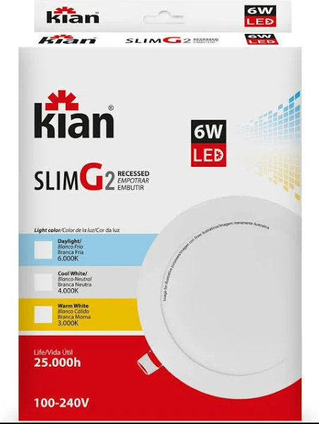 LUM LED SOB RED SLIM 6W 11,2CM 6,0K KIAN