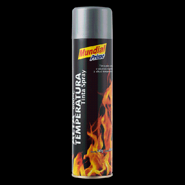 TINTA SPRAY 400ML MUNDIAL PRIME ALTA TEMP ALUMINIO